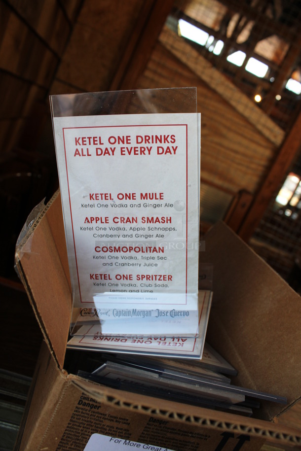 ALL ONE MONEY! Lot of Clear Plastic Countertop Menu Holders! 4x2x7. (bar) - Image 1 of 3