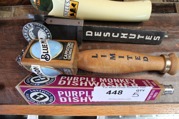 5 Various Beer Tap Handles; Evil Genius, Blue Moon, Deschutes, Bell's and Magic Hat. Includes 12". 5 Times Your Bid! (bar) - Image 3 of 4