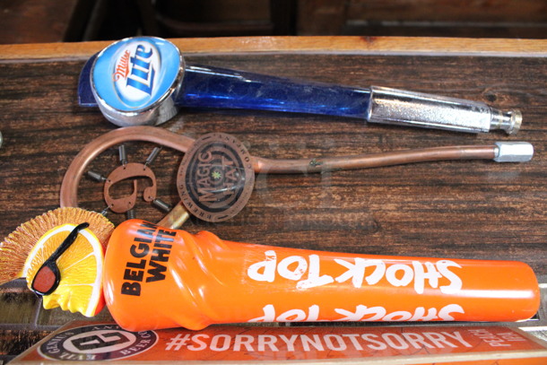 5 Various Beer Tap Handles; Miller Lite, Magic Hat, Belgian White, Evil Genius and Redds. Includes 13". 5 Times Your Bid! (bar) - Image 2 of 5