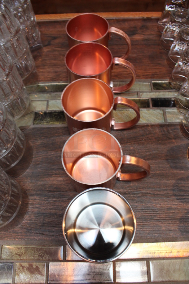 5 Various Copper Finish Glasses. 3.5x3.5x4, 5x3x3.5. 5 Times Your Bid! (bar) - Image 4 of 4