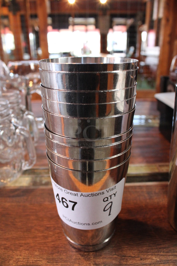 9 Metal Mixing Cups. 3.25x3.25x4.5. 9 Times Your Bid! (bar)