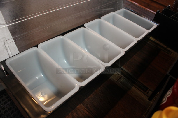 Black and Clear Poly Bar Topping Rail w/ 6 White Drop Ins. 19.5x6x4. (bar) - Image 2 of 3