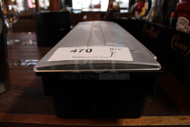 Black and Clear Poly Bar Topping Rail w/ 6 White Drop Ins. 19.5x6x4. (bar) - Image 3 of 3