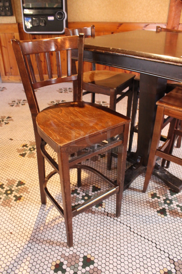 ALL ONE MONEY! Lot of Bar Height Table and 4 Wooden Bar Height Chairs. 36x36x43, 17x18x44. (dining room) - Image 2 of 4