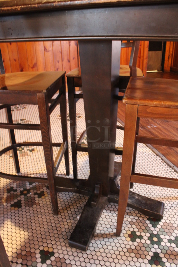 ALL ONE MONEY! Lot of Bar Height Table and 4 Wooden Bar Height Chairs. 36x36x43, 17x18x44. (dining room) - Image 3 of 4