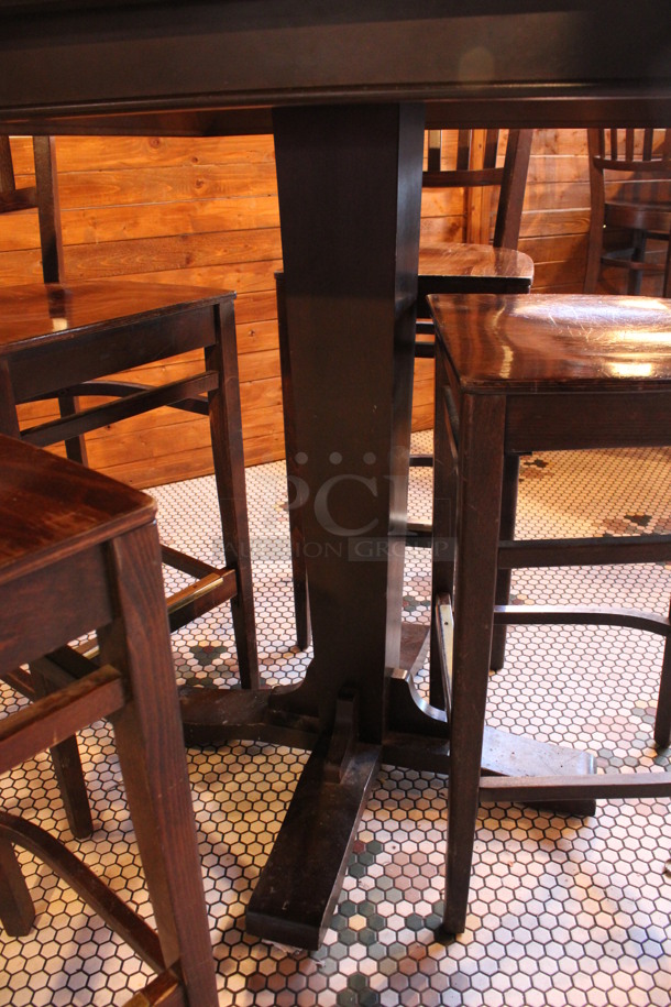 ALL ONE MONEY! Lot of Bar Height Table and 4 Wooden Bar Height Chairs. 36x36x43, 17x18x44. (dining room) - Image 3 of 4