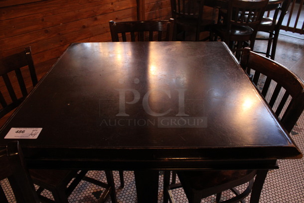 ALL ONE MONEY! Lot of Bar Height Table and 4 Wooden Bar Height Chairs. 36x36x43, 17x18x44. (dining room) - Image 4 of 4