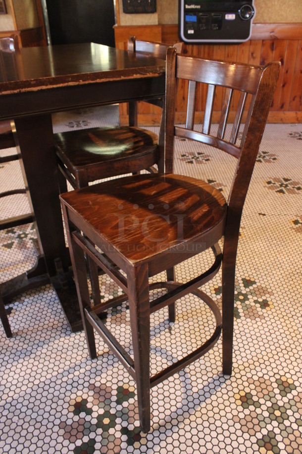 ALL ONE MONEY! Lot of Bar Height Table and 4 Wooden Bar Height Chairs. 36x36x43, 17x18x44. (dining room) - Image 2 of 5