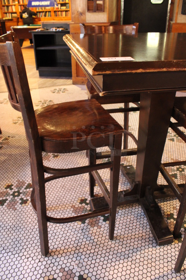 ALL ONE MONEY! Lot of Bar Height Table and 4 Wooden Bar Height Chairs. 36x36x43, 17x18x44. (dining room) - Image 3 of 5