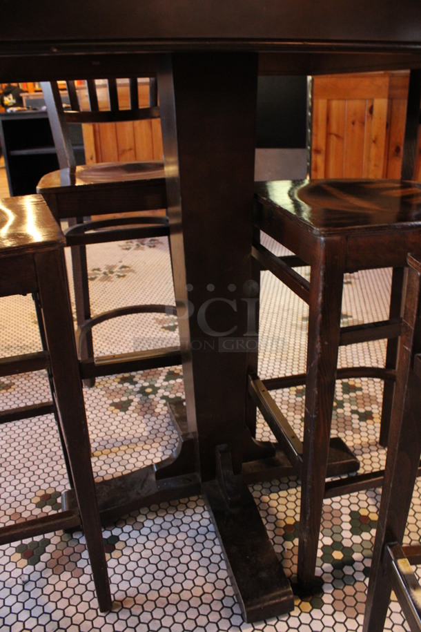 ALL ONE MONEY! Lot of Bar Height Table and 4 Wooden Bar Height Chairs. 36x36x43, 17x18x44. (dining room) - Image 4 of 5