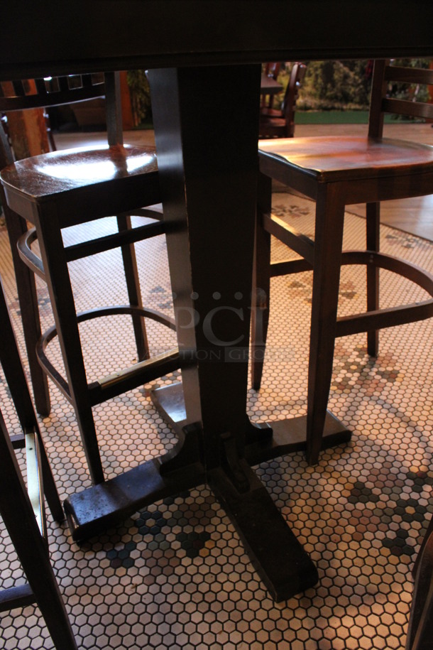ALL ONE MONEY! Lot of Bar Height Table and 4 Wooden Bar Height Chairs. 36x36x43, 17x18x44. (dining room) - Image 2 of 6