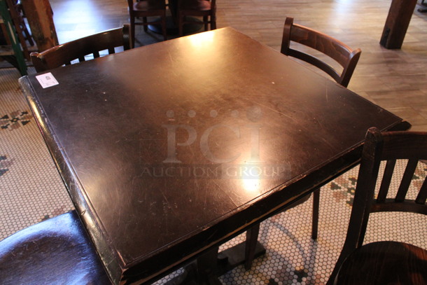 ALL ONE MONEY! Lot of Bar Height Table and 4 Wooden Bar Height Chairs. 36x36x43, 17x18x44. (dining room) - Image 4 of 6
