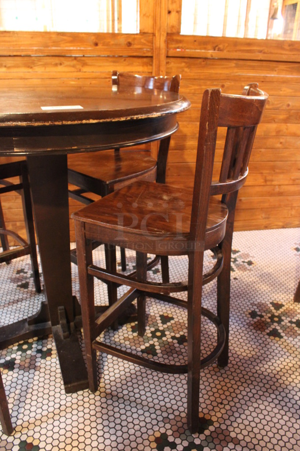 ALL ONE MONEY! Lot of Round Bar Height Table and 4 Wooden Bar Height Chairs. 42x42x43, 17x18x44. (dining room) - Image 3 of 5
