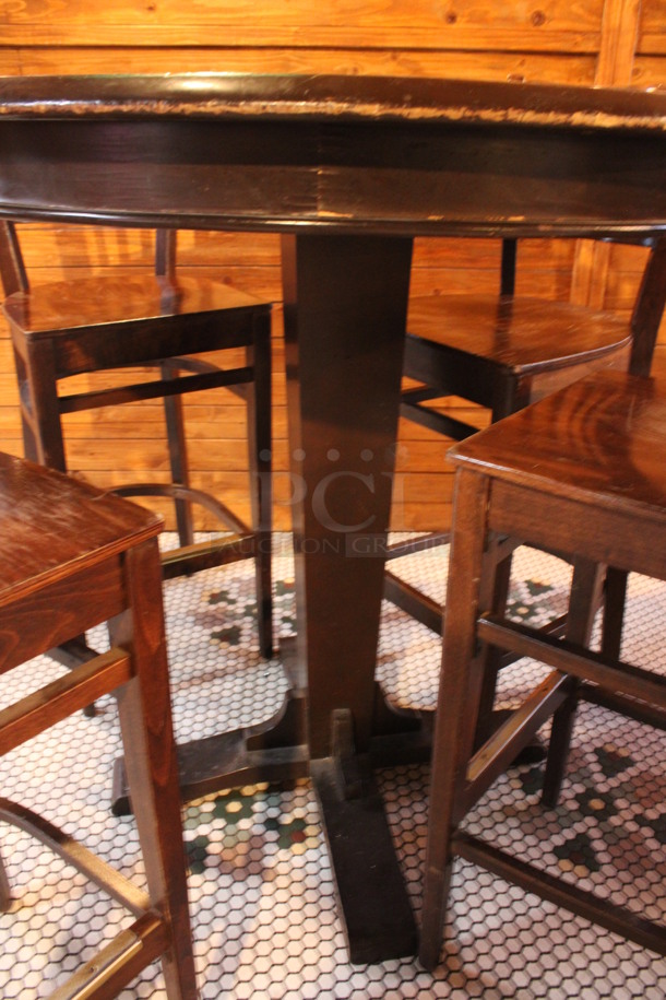 ALL ONE MONEY! Lot of Round Bar Height Table and 4 Wooden Bar Height Chairs. 42x42x43, 17x18x44. (dining room) - Image 4 of 5