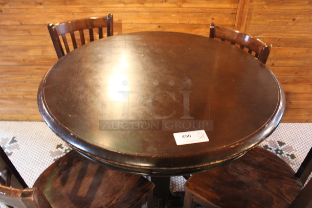 ALL ONE MONEY! Lot of Round Bar Height Table and 4 Wooden Bar Height Chairs. 42x42x43, 17x18x44. (dining room) - Image 5 of 5