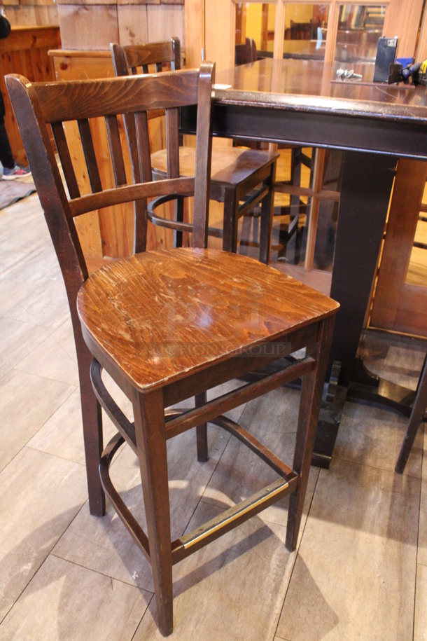 ALL ONE MONEY! Lot of Bar Height Table and 4 Wooden Bar Height Chairs. 36x36x43, 17x18x44. (dining room) - Image 2 of 4