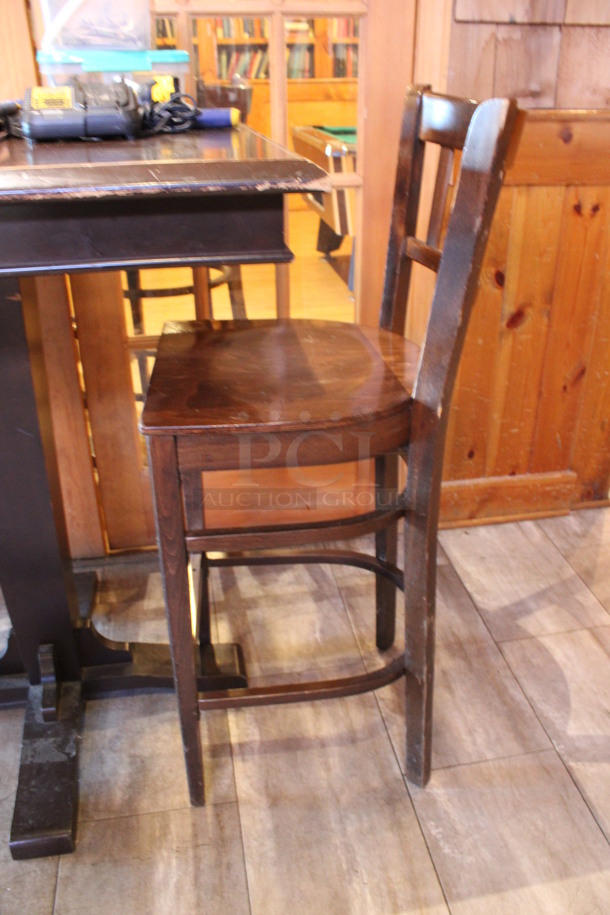 ALL ONE MONEY! Lot of Bar Height Table and 4 Wooden Bar Height Chairs. 36x36x43, 17x18x44. (dining room) - Image 3 of 4