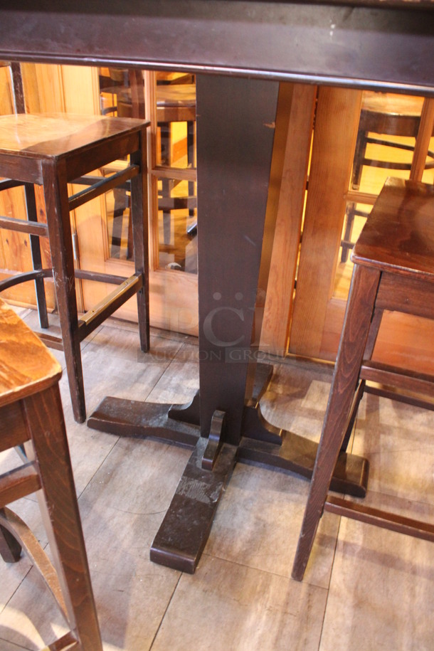 ALL ONE MONEY! Lot of Bar Height Table and 4 Wooden Bar Height Chairs. 36x36x43, 17x18x44. (dining room) - Image 4 of 4