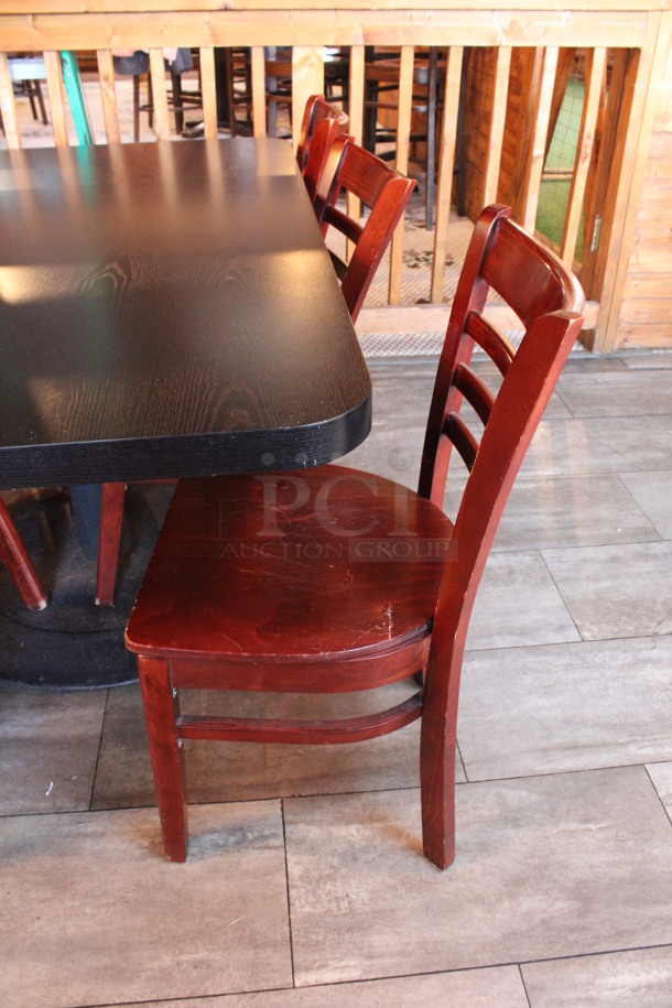 ALL ONE MONEY! Lot of Dining Height Table and 6 Wooden Dining Height Chairs. 64x35x29, 17x17x33. (dining room) - Image 2 of 5