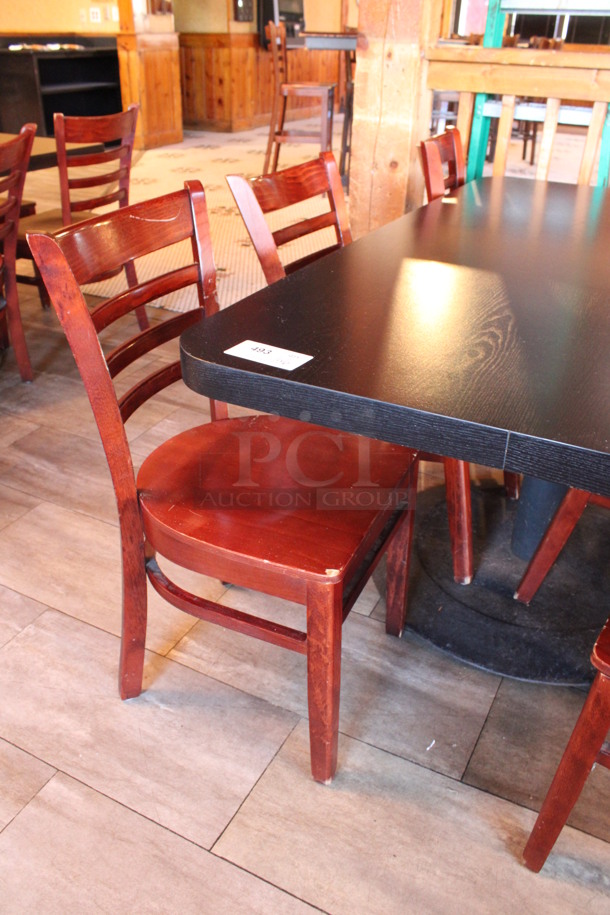 ALL ONE MONEY! Lot of Dining Height Table and 6 Wooden Dining Height Chairs. 64x35x29, 17x17x33. (dining room) - Image 3 of 5