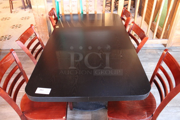 ALL ONE MONEY! Lot of Dining Height Table and 6 Wooden Dining Height Chairs. 64x35x29, 17x17x33. (dining room) - Image 4 of 5