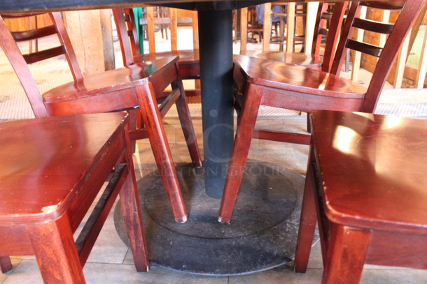 ALL ONE MONEY! Lot of Dining Height Table and 6 Wooden Dining Height Chairs. 64x35x29, 17x17x33. (dining room) - Image 5 of 5