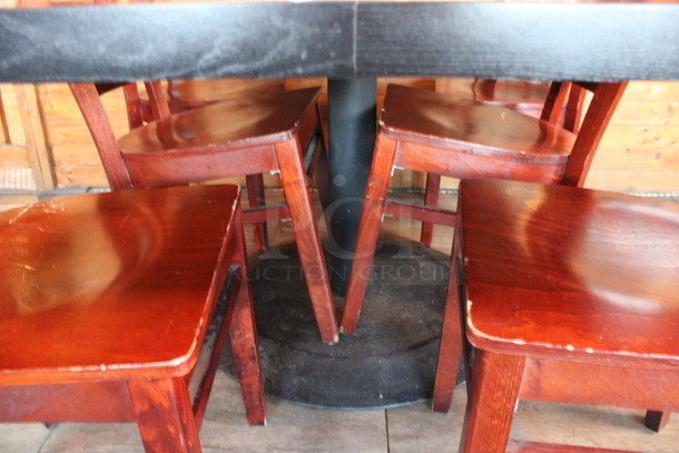 ALL ONE MONEY! Lot of Dining Height Table and 6 Wooden Dining Height Chairs. 64x28x30, 17x17x33. (dining room) - Image 4 of 4