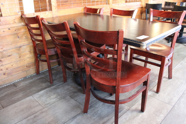 ALL ONE MONEY! Lot of Dining Height Table and 6 Wooden Dining Height Chairs. 64x30x30, 17x17x33. (dining room) - Image 4 of 5