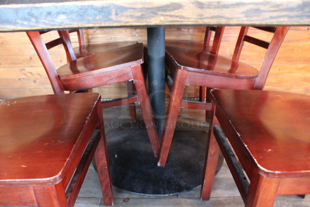 ALL ONE MONEY! Lot of Dining Height Table and 6 Wooden Dining Height Chairs. 64x30x30, 17x17x33. (dining room) - Image 5 of 5
