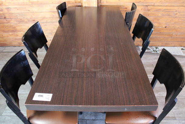 ALL ONE MONEY! Lot of Dining Height Table and 6 Wooden Dining Height Chairs. 64x28x29, 17x17x33. (dining room) - Image 2 of 4
