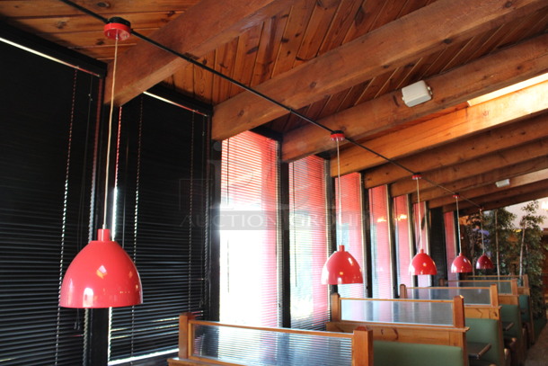 12 Red Ceiling Mount Lamps. 12x12x11. 12 Times Your Bid! BUYER MUST REMOVE. (dining room)