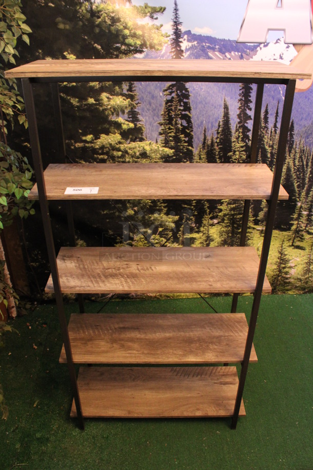 Metal and Wooden 5 Tier Shelving Unit. 32x13x60. (dining room) - Image 1 of 4