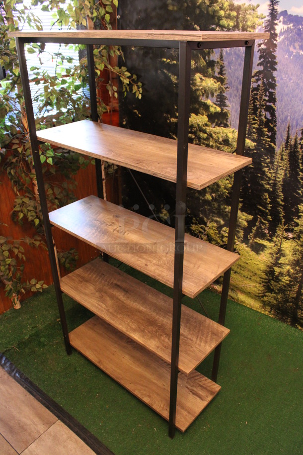 Metal and Wooden 5 Tier Shelving Unit. 32x13x60. (dining room) - Image 2 of 4