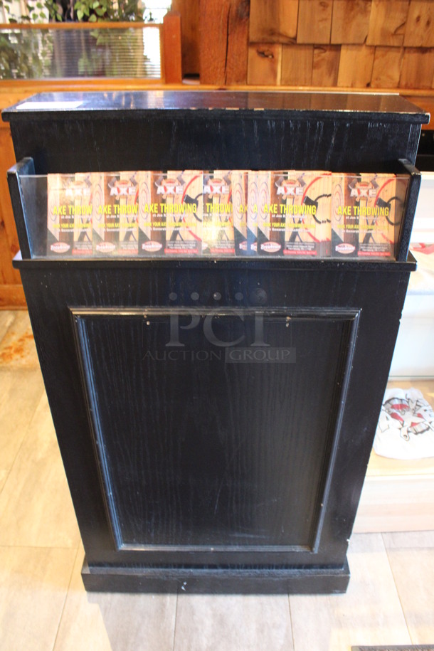 Black Wood Pattern Hostess Stand. 28x25x48.5. (dining room) - Image 1 of 5