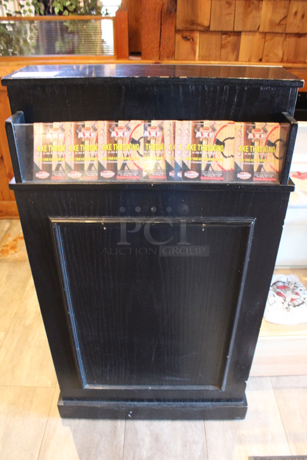 Black Wood Pattern Hostess Stand. 28x25x48.5. (dining room)