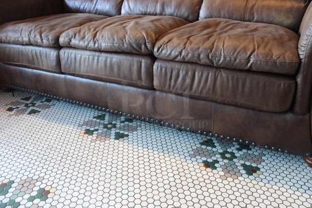 Brown 3 Person Couch w/ Nailhead Trim. 84x39x38. (vestibule) - Image 3 of 5