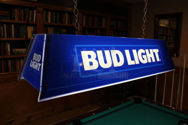 Bud Light Ceiling Mount Light Fixture. BUYER MUST REMOVE. 46x13.5x10.5. (billiards room) - Image 5 of 6