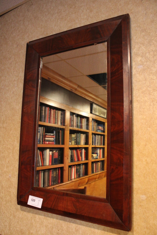 Mirror w/ Wood Pattern Frame. BUYER MUST REMOVE. 27.5x2x41.5. (billiards room)