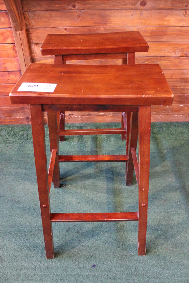 2 Wooden Stools. 17x15x29. 2 Times Your Bid! (dining room)