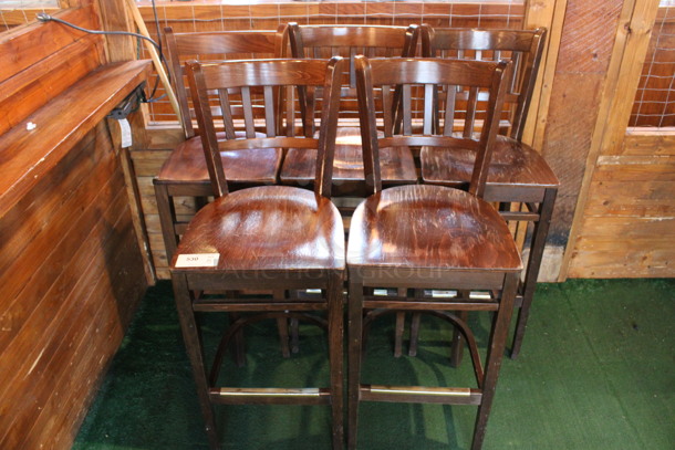 5 Wooden Bar Height Chairs. 17x18x44. 5 Times Your Bid! (dining room)