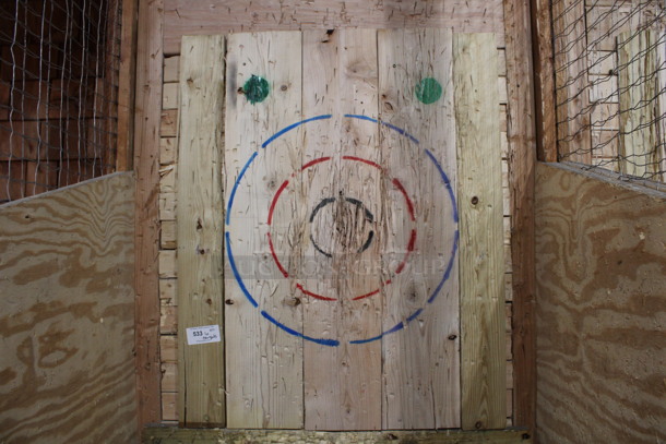 6 Wooden Axe Throwing Targets. BUYER MUST REMOVE. 39x2x48. 6 Times Your Bid! (dining room)