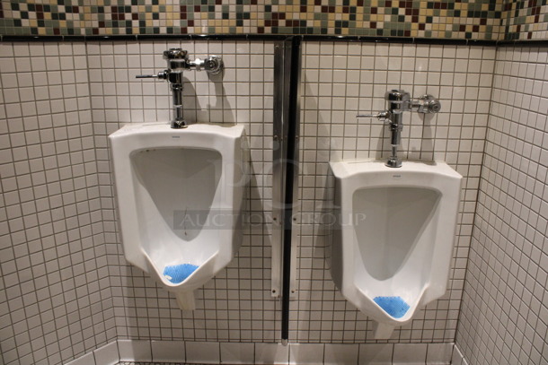 2 Ceramic Wall Mount Urinals. BUYER MUST REMOVE. 18x14x39. 2 Times Your Bid! (mens restroom)