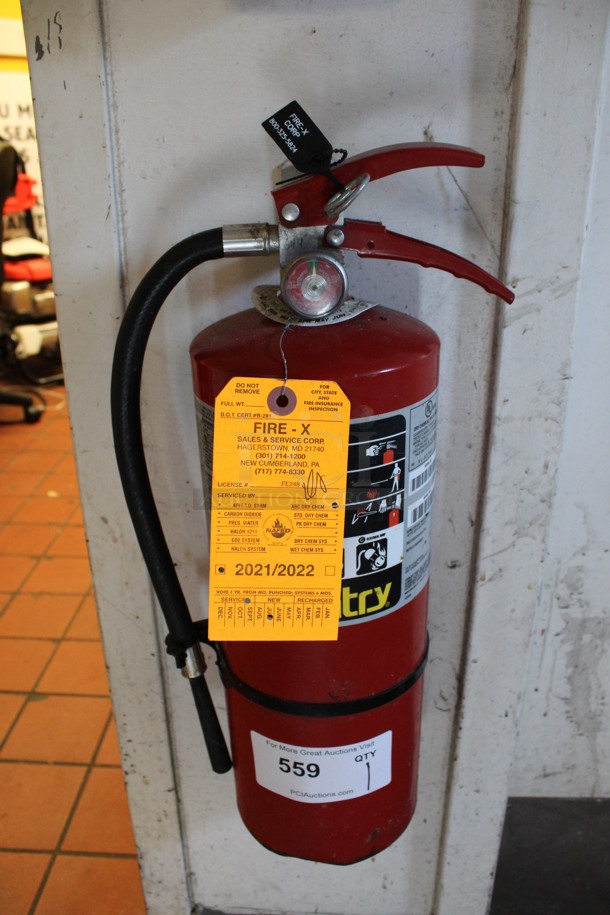 Ansul Sentry Fire Extinguisher. BUYER MUST REMOVE. 6x7x19. (kitchen)