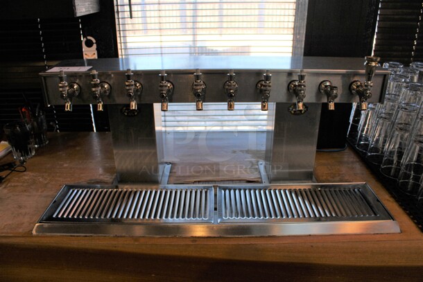 Stainless Steel Commercial 10 Tap Beer Tower w/ Drip Tray. BUYER MUST REMOVE. 33x9x13. (bar) - Image 2 of 7