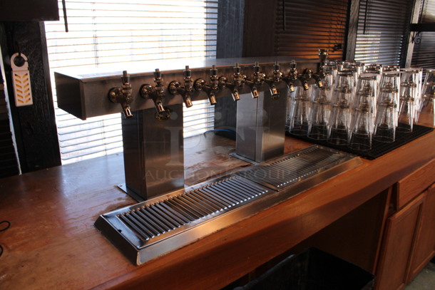 Stainless Steel Commercial 10 Tap Beer Tower w/ Drip Tray. BUYER MUST REMOVE. 33x9x13. (bar) - Image 3 of 7
