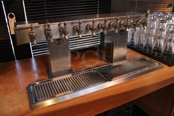 Stainless Steel Commercial 10 Tap Beer Tower w/ Drip Tray. BUYER MUST REMOVE. 33x9x13. (bar) - Image 6 of 7