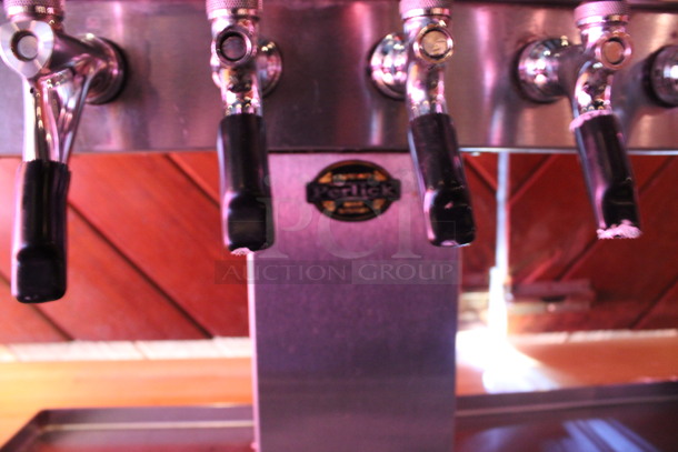 Perlick Stainless Steel Commercial 10 Tap Beer Tower w/ 7 Beer Handles and Drip Tray. BUYER MUST REMOVE. 37x16x14. (bar on patio) - Image 7 of 7