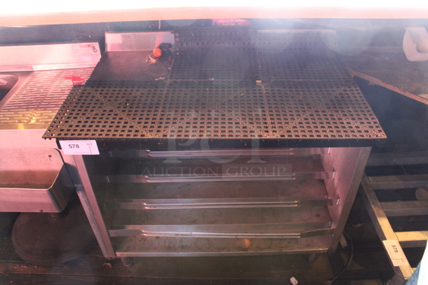 Stainless Steel Commercial Counter w/ Bottle Merchandiser Stand. 35x24x34. (bar on patio) - Image 2 of 6
