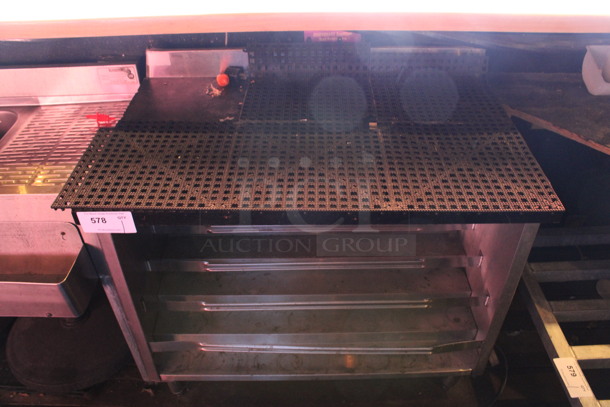 Stainless Steel Commercial Counter w/ Bottle Merchandiser Stand. 35x24x34. (bar on patio) - Image 3 of 6