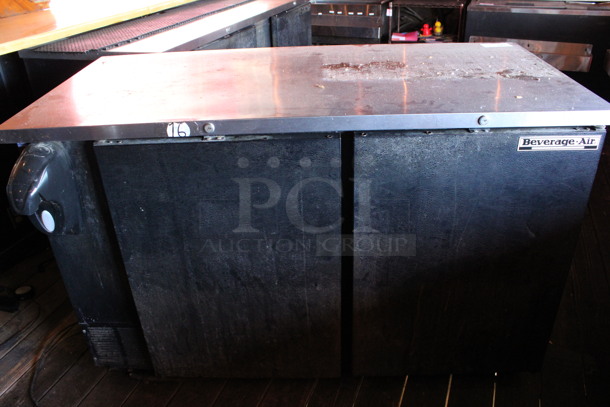 Beverage Air Model BB58-1 Stainless Steel Commercial 2 Door Back Bar Cooler. 115 Volts, 1 Phase. 59x28.5x37.5. (bar on patio)